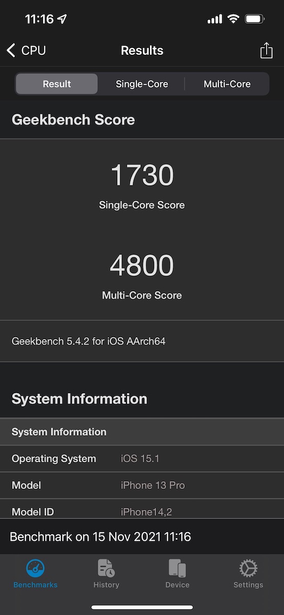 iPhone13 Pro Geekbench