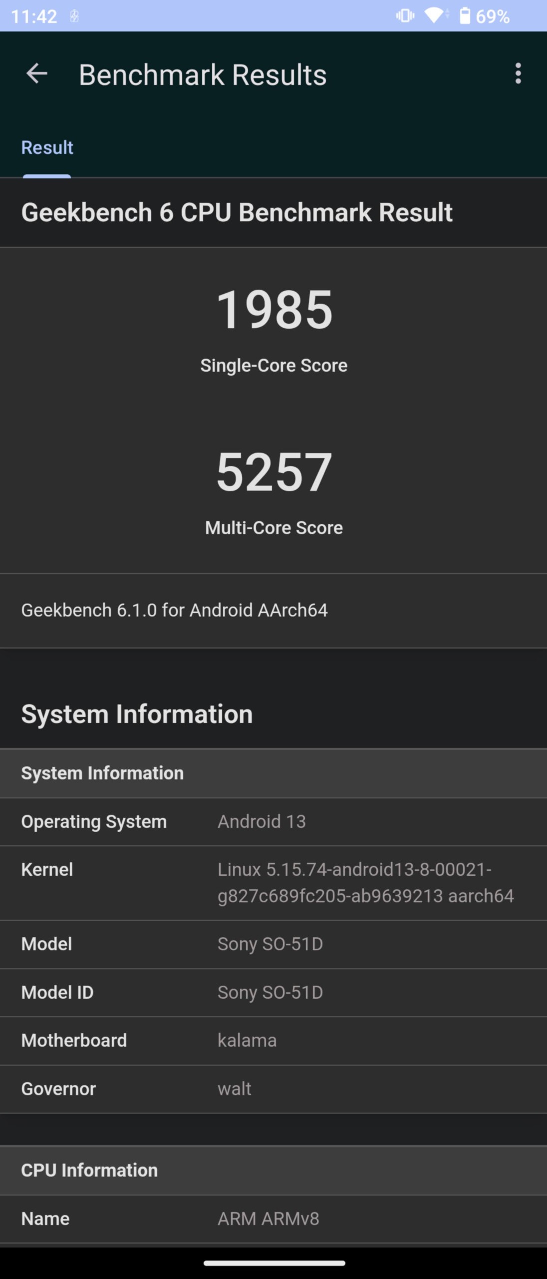 Geekbench6、Xperia 1 V